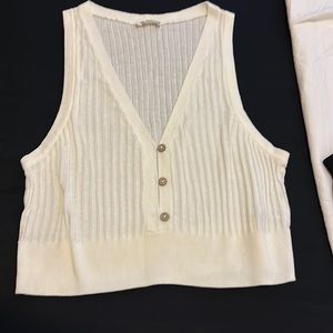 Free People white Ribbed Crop Top